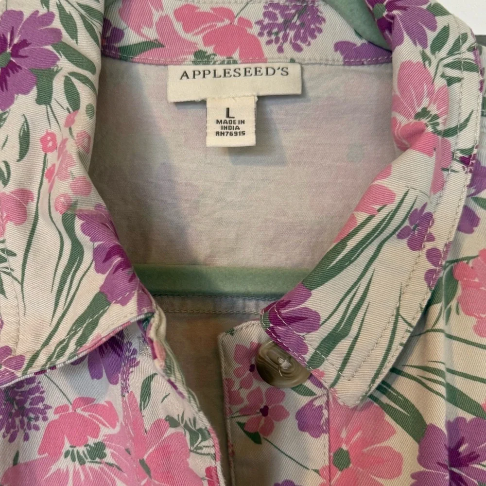 Appleseed's Pink & Purple Floral Button-Front Jacket